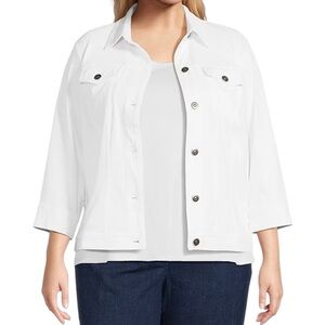 Ruby Road Knit White Twill Point Collar Jean Jacket 16